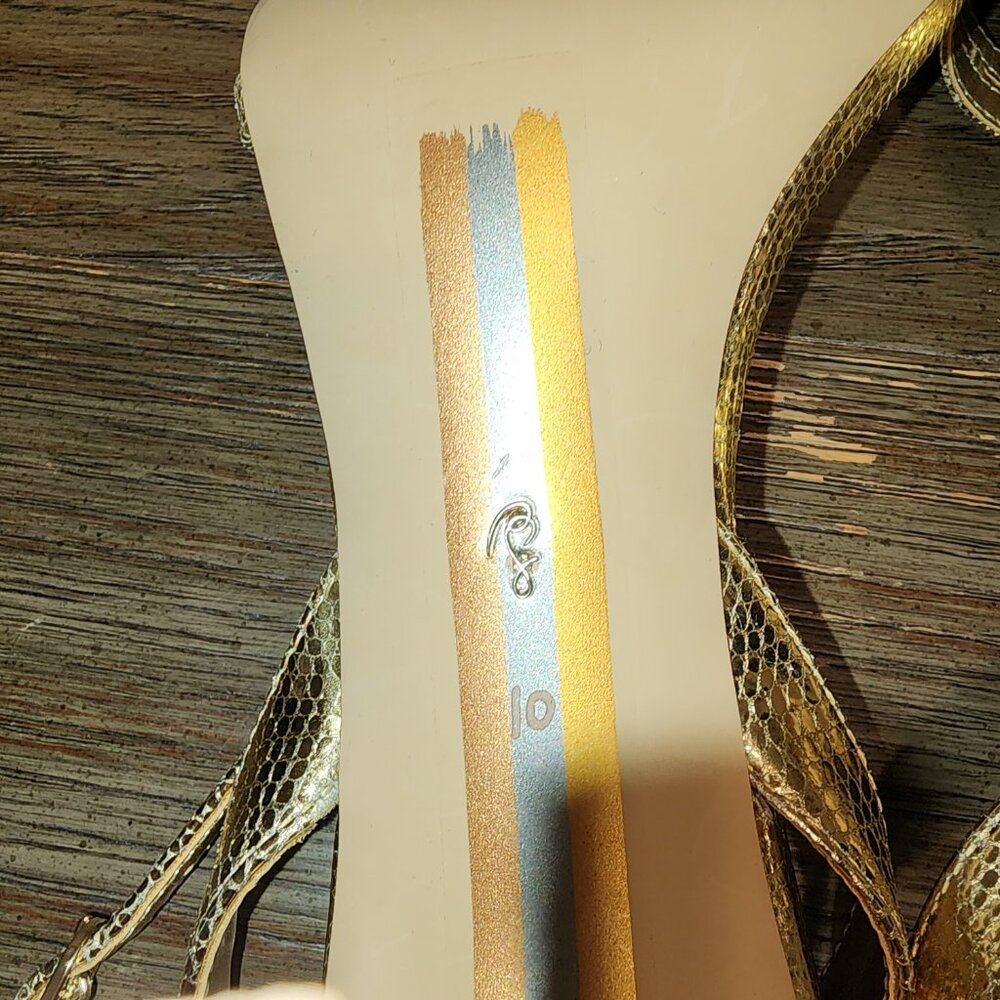 SAM EDELMAN Gemmie Strappy Stiletto Dress Sandals AMBER GOLD METALLIC 10M - Picture 8 of 13